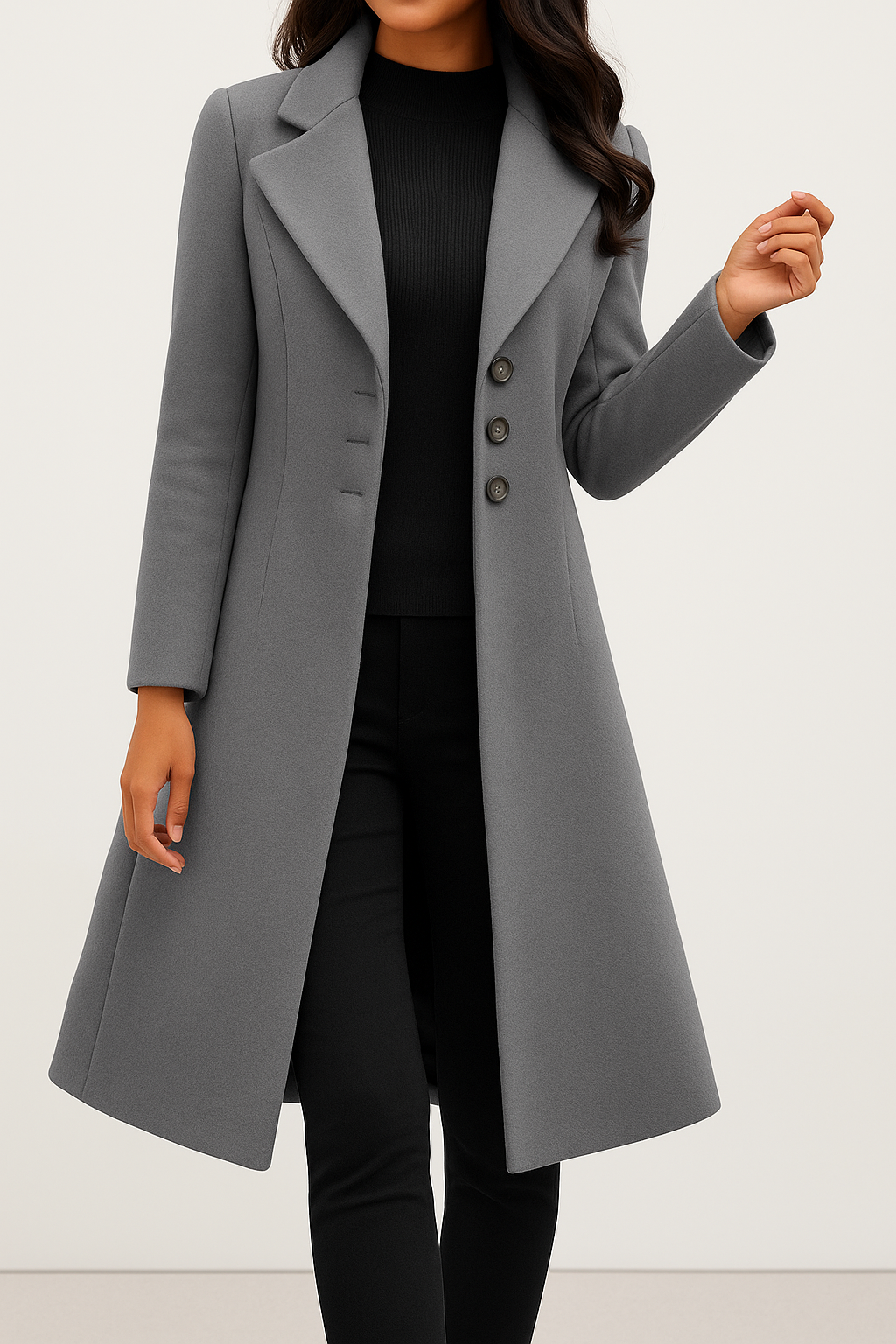 Wełniany Płaszcz z Długim Rękawem