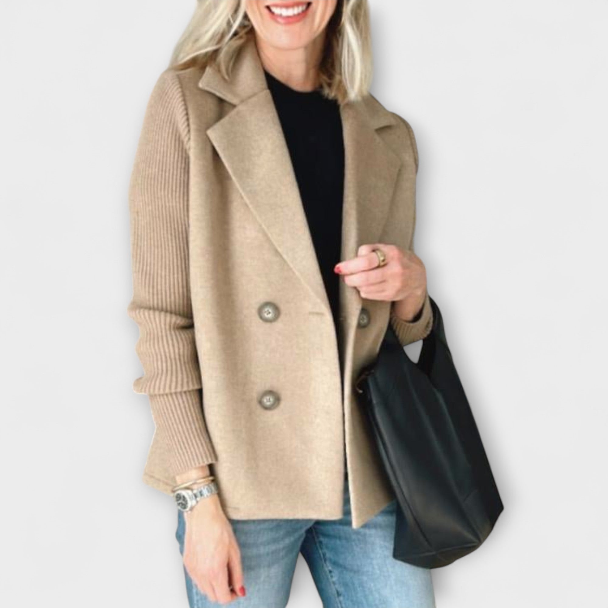 Elegancki Żakiet z Dzianinowymi Rękawami