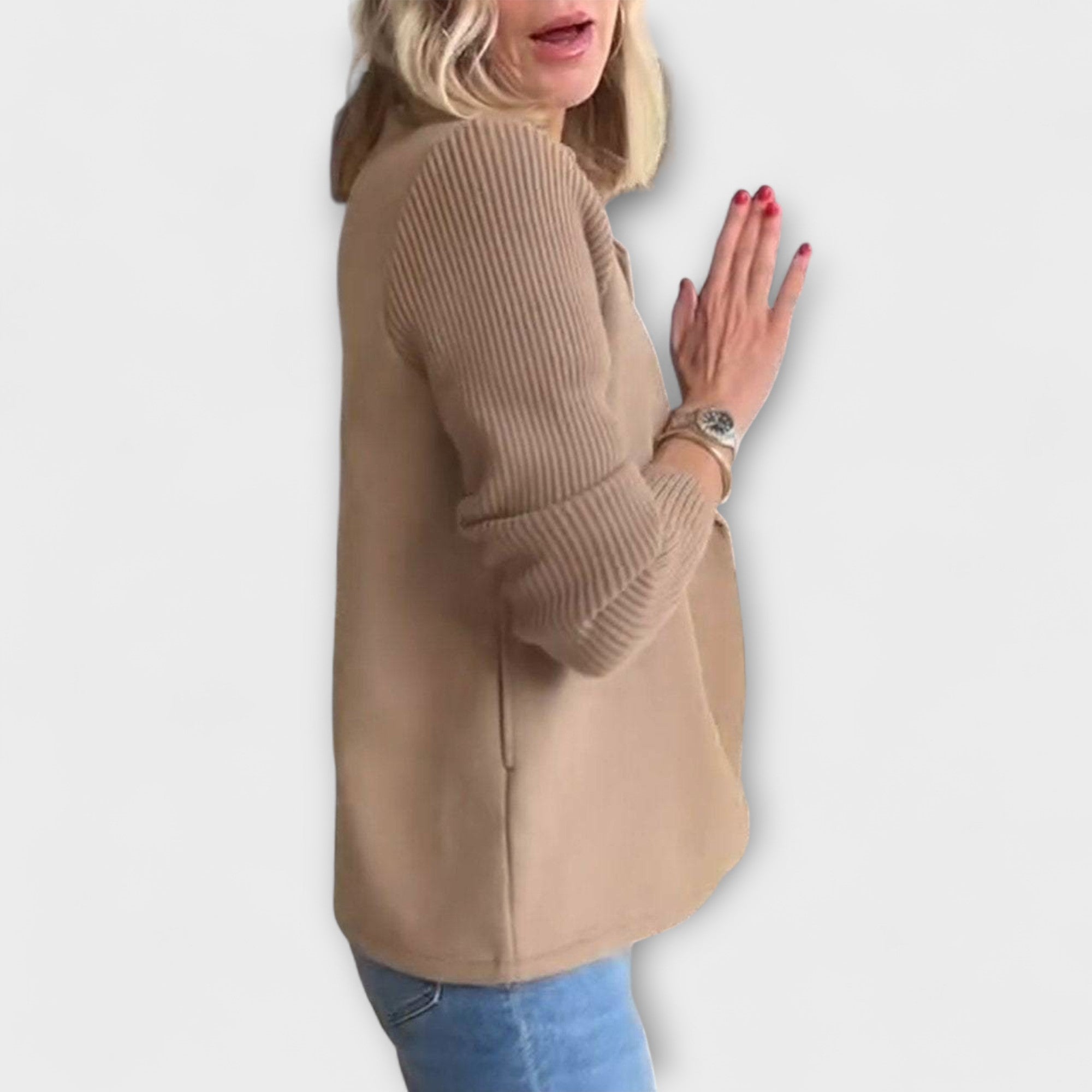 Elegancki Żakiet z Dzianinowymi Rękawami