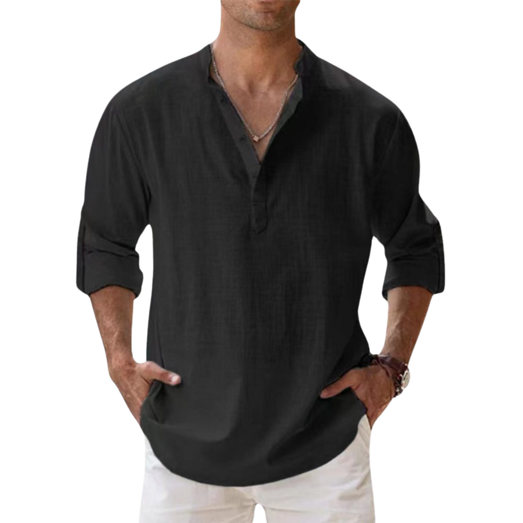Savrani™ - Camicia Henley in cotone effetto lino